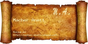 Macher Anett névjegykártya