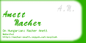 anett macher business card